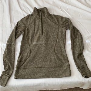 lululemon Rush Hour 1/2 zip Heathered Green top